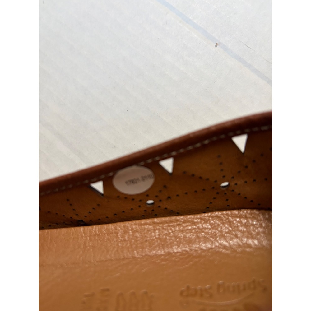 Spring Step Tan Leather Laser Cut Perforated Loafers Flats Turkey Size 41 - Picture 8 of 9